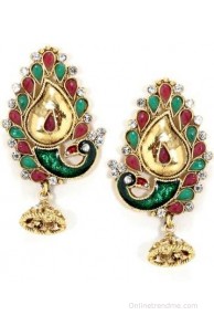 Bindhani Traditional Diya Cubic Zirconia Alloy Jhumki Earring 